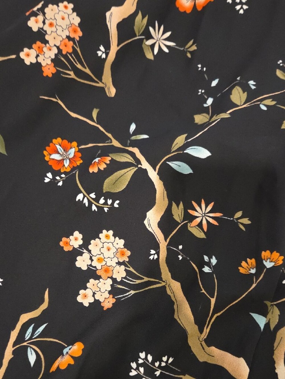 Black Floral Long-Sleeve Ruffled Neck Dress Size 14, New Without Tags! - Picture 6 of 14